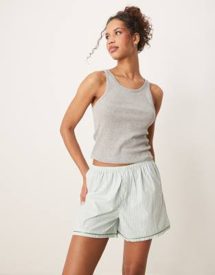 Urban Threads - Mix and Match - Boxershorts aus Webstoff mit Streifen in Grün und Blau-Bunt