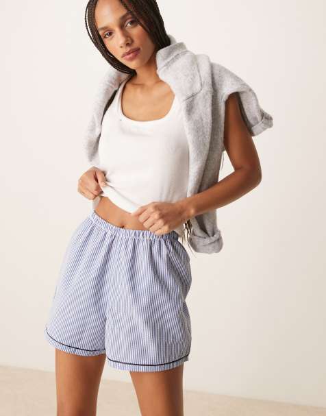 Urban Threads - Mix en match - Geweven gestreepte boxershort in blauw - view 1