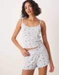 [Urban Threads] Urban Threads Mix & Match pointelle cami top in printed strawberry print-Multi 14 MULTI