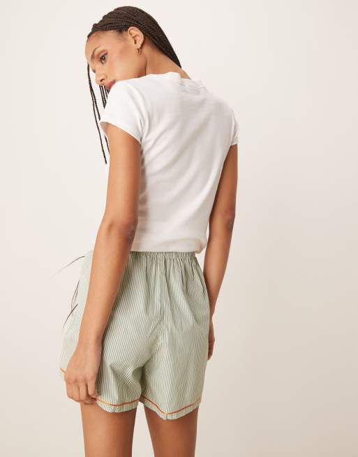 Urban Threads Mix & Match woven boxer shorts in green stripe, 3 of 4