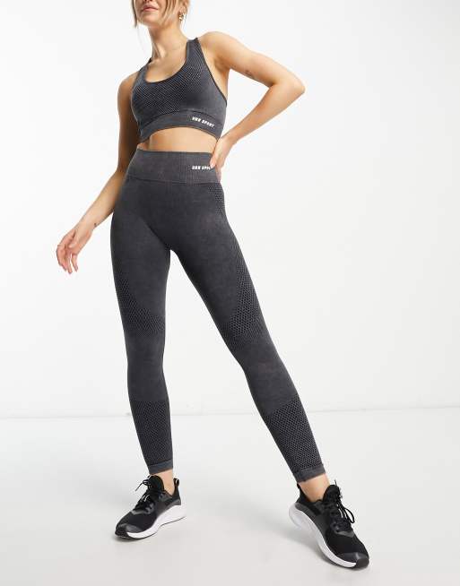 Urban Threads – Mörkgrå träningsleggings i seamless-design