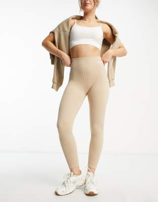 Urban Threads - Nahtlose Sportleggings in Sand-Neutral