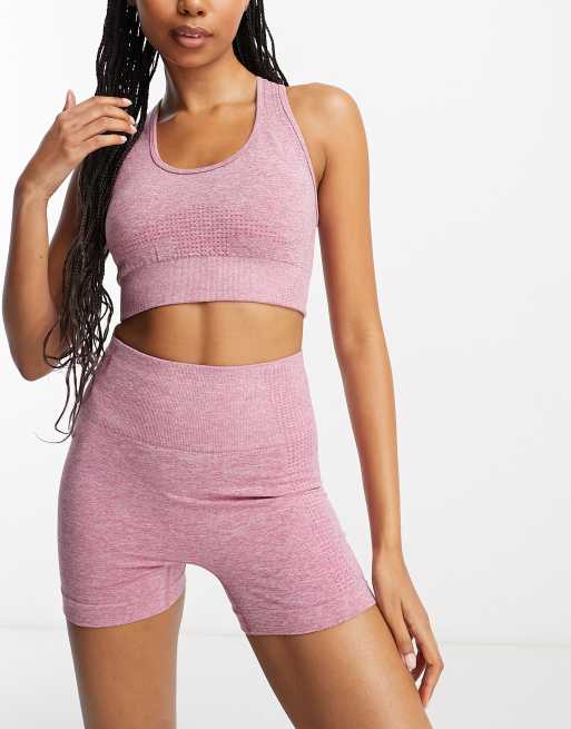Urban Threads – Nahtloses, kurz geschnittenes Oberteil in Rosa mit Racer-Rücken