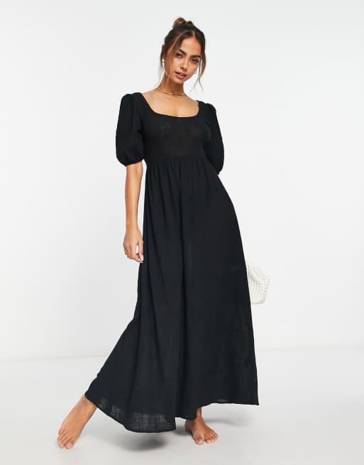 Urban Threads open back beach dress in black | ASOS