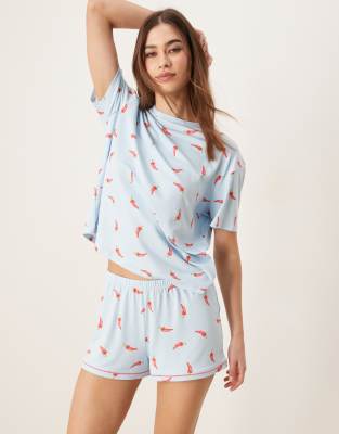 Urban Threads - Oversize-Pyjama mit Chili-Print bestehend aus Oberteil und Shorts-Bunt