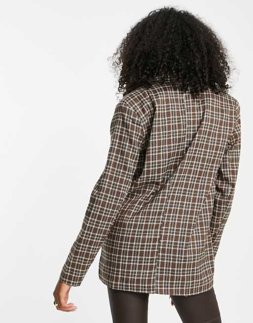 Urban Threads oversized blazer co-ord in brown check, 2 of 4