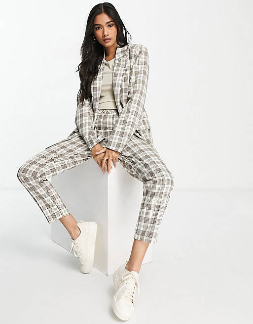 Urban Threads oversized blazer co-ord in brown check