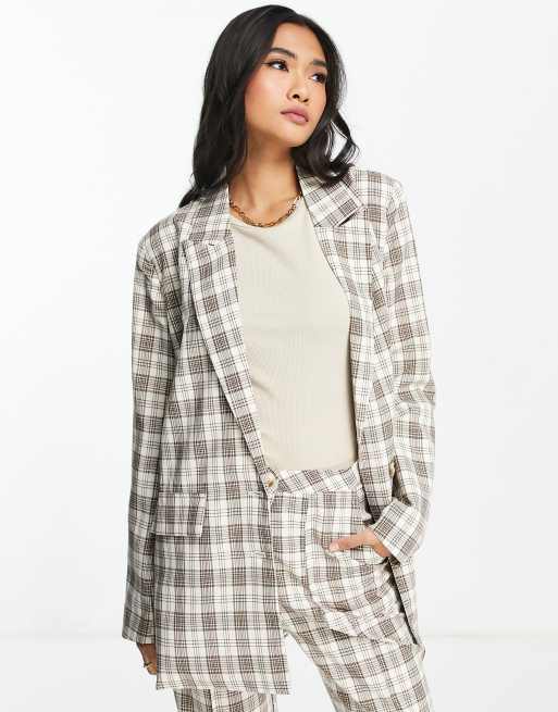 Urban Threads oversized blazer co-ord in brown check, 2 of 4