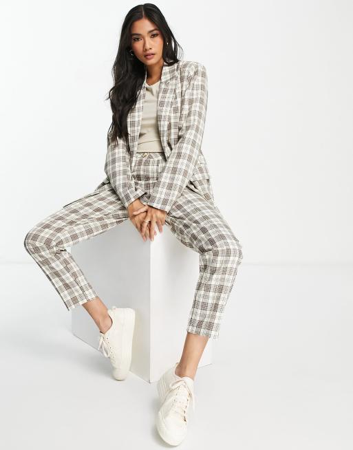 Urban Threads - Oversized blazer in bruin met ruiten, deel van co-ord set