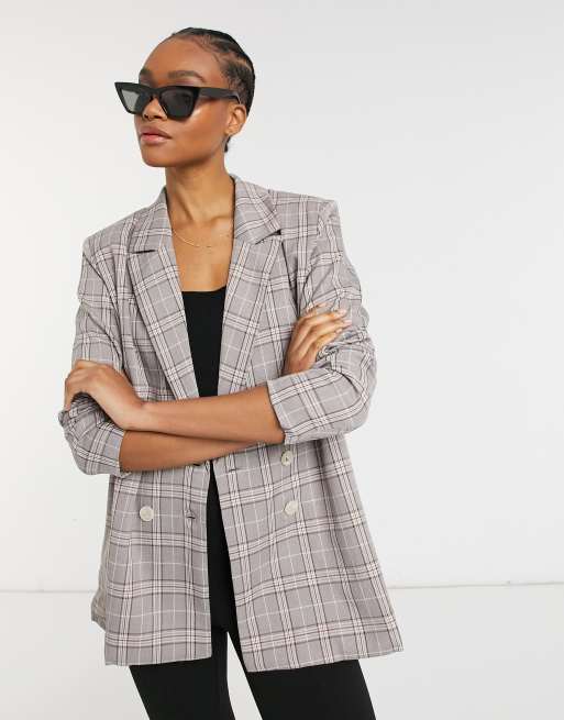 Urban Threads oversized double breasted blazer in heritage check