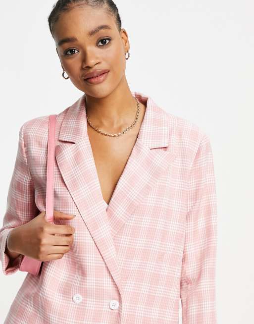 Pink check hot sale blazer womens