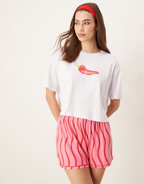 Urban Threads - Oversized pyjamassæt med chiliprint - view 1
