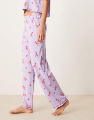 Urban Threads Pants With Lobster Heart Print - Part Of A Set-multi
