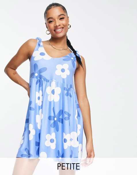 Urban Threads Petite – Blommig miniklänning med knytning - view 1