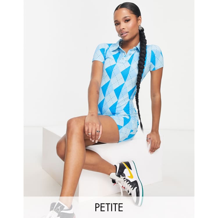 argyle print bodycon dress Urban Threads Petite polo in blue Size:Custom Made(Leave note about exact measurements in the order inbox)