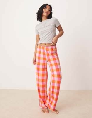 Urban Threads Petite - Hose in Rot mit Vichy-Karomuster, Kombiteil-Bunt