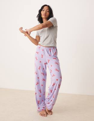 Urban Threads Petite - Hose mit Hummer und Herz-Print, Kombiteil-Bunt