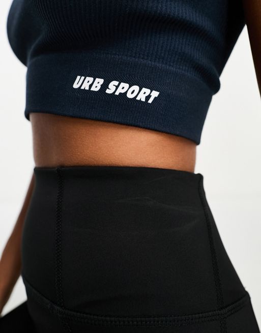 Urban Threads Petite seamless gym leggings in navy