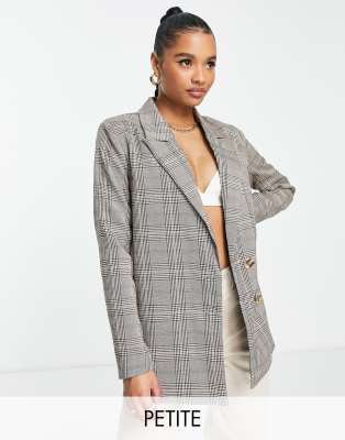 Urban Threads Petite oversized blazer co-ord in neutral check | ASOS