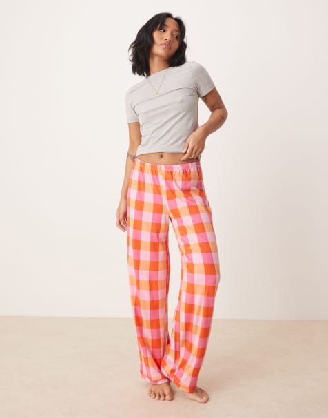 Urban Threads Petite - Pantaloni rossi con stampa a quadretti in coordinato - view 1