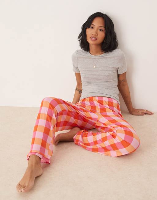 Urban Threads Petite pants in red gingham print part of a set ASOS