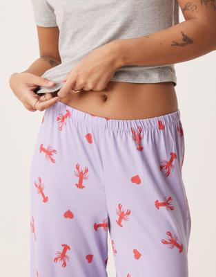 Urban Threads Petite Pants With Lobster Heart Print - Part Of A Set-multi