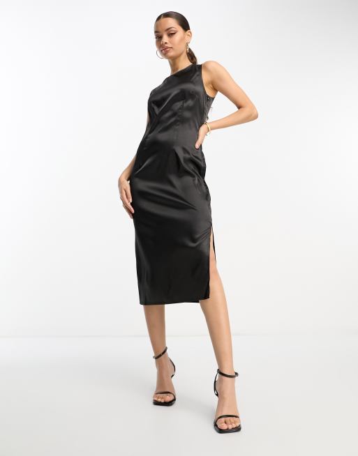 Petite satin 2024 midi dress