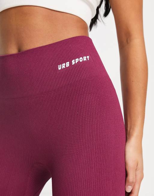 Urban Threads Petite seamless gym leggings in purple, 3 of 4