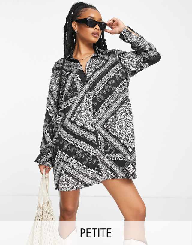 Urban Threads Petite shirt dress in bandana print