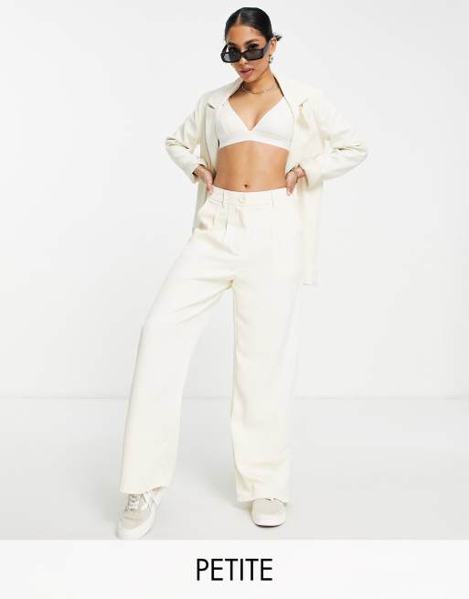 Urban Threads Petite – Taillierte weite Hose in Creme, Kombiteil