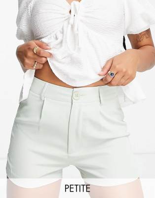 Urban Threads Petite tailored high waisted shorts in sage green - ASOS Price Checker