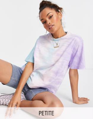 Urban Threads Petite tie dye oversized t-shirt-Multi