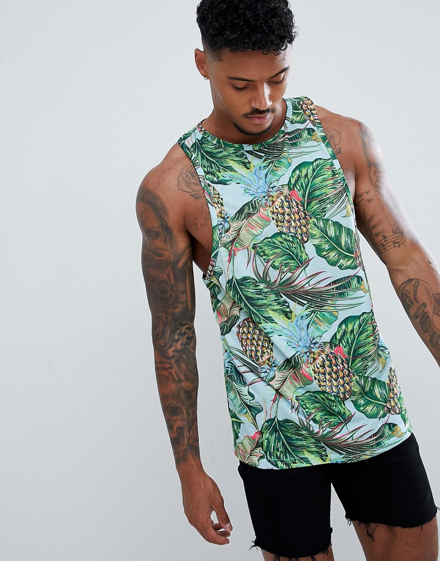 Urban Threads Pineapple Print Vest-Black