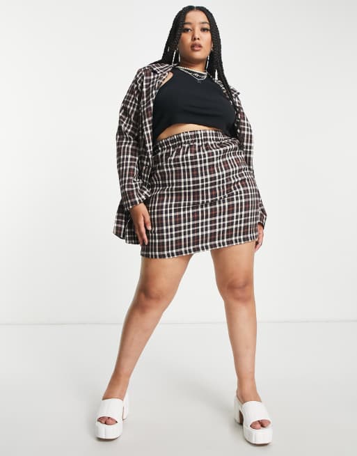 Urban Threads Plus a line mini skirt in black and white check