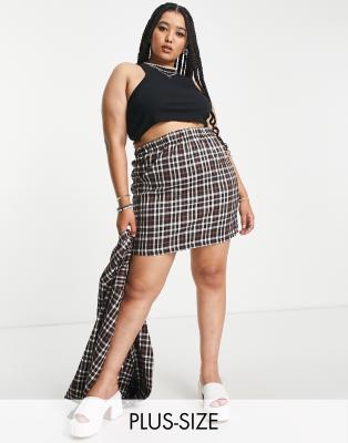 Urban Threads Plus a-line mini skirt in black and white plaid - part of a set