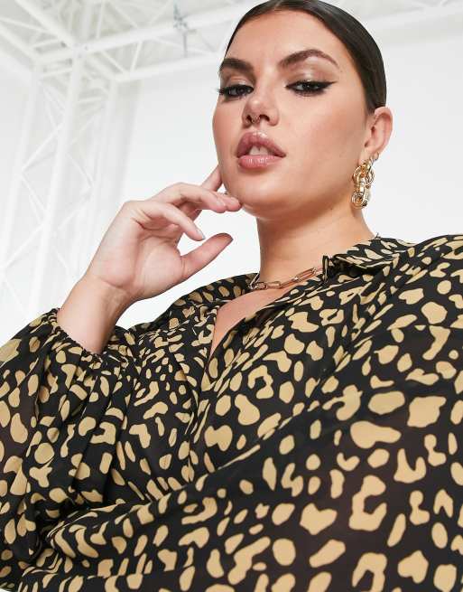 Urban Threads Plus - Camicia a maniche lunghe leopardata, 2 di 4