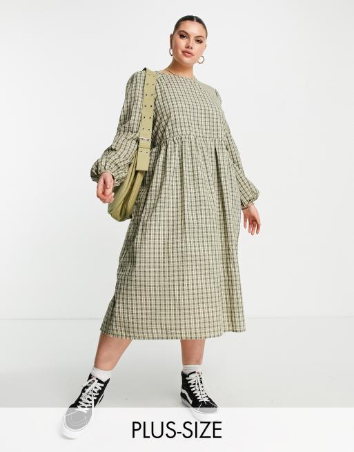 Urban Threads Plus checked maxi dress
