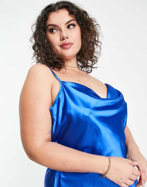 cobalt blue satin midi dress Farra Cobalt Blue Twist Detail Satin Midi Dress main image 0