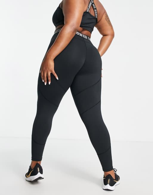 Urban Threads Plus - Fitnesslegging met tekst op de tailleband in zwart, 2 van 4
