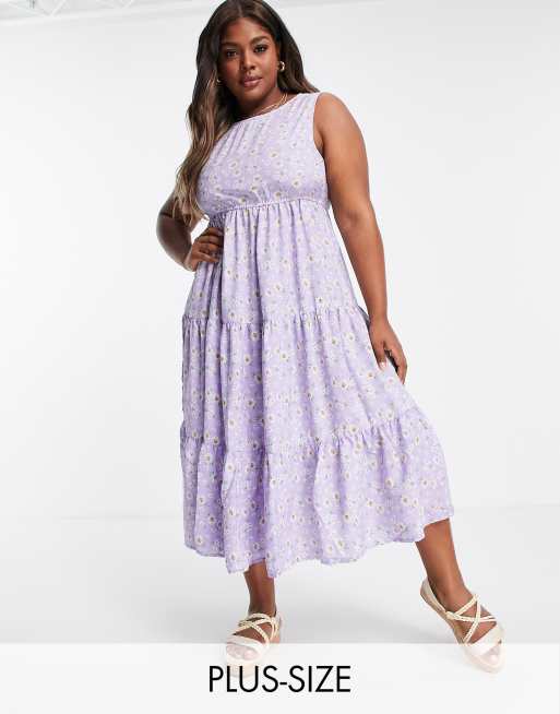 Urban Threads Plus - Mouwloze, gelaagde zomerjurk met madeliefjesprint