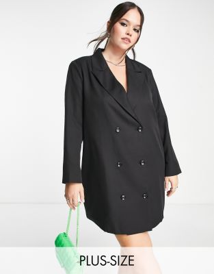 Urban Threads Curve Urban Threads Plus Oversized Blazer Dress In Black ...