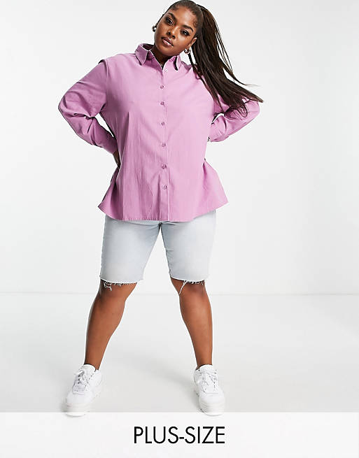 Urban Threads Plus oversized lilac shirt