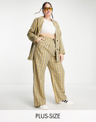 Urban Threads Plus tailored trousers co-ord in beige check - ASOS Price Checker