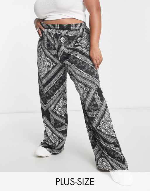 Urban Threads Plus - Pantalon large d'ensemble à imprimé cachemire - Noir