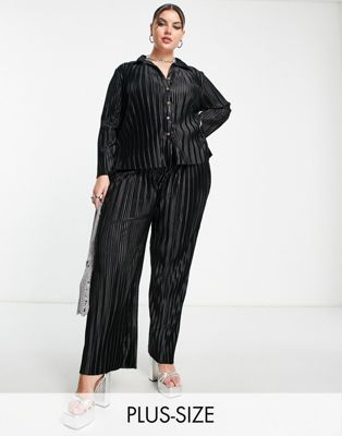 Urban Threads Plus plisse fitted shirt co-ord in black - ASOS Price Checker