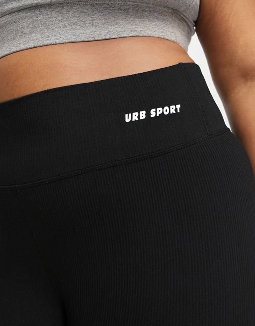 Urban Threads Plus seamless gym leggings in black