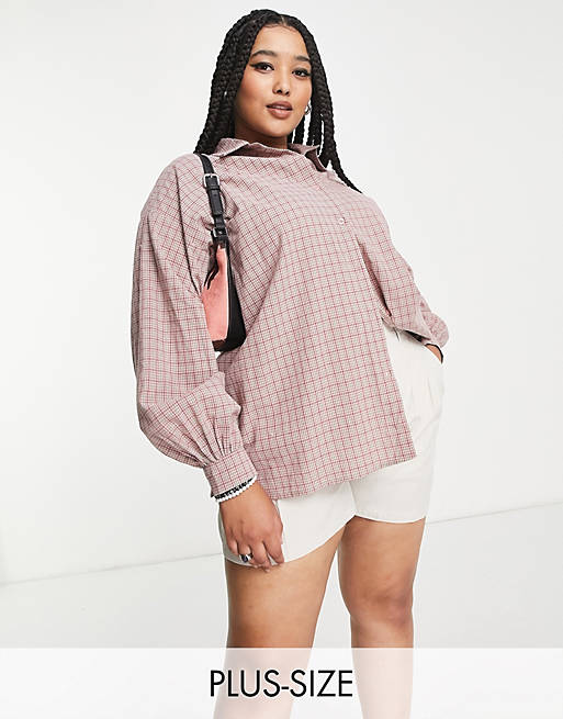 Urban Threads Plus shirt in pink check (part of a set)
