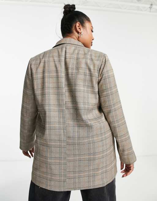 Urban Threads Plus single breasted blazer in grey check, 2 of 4