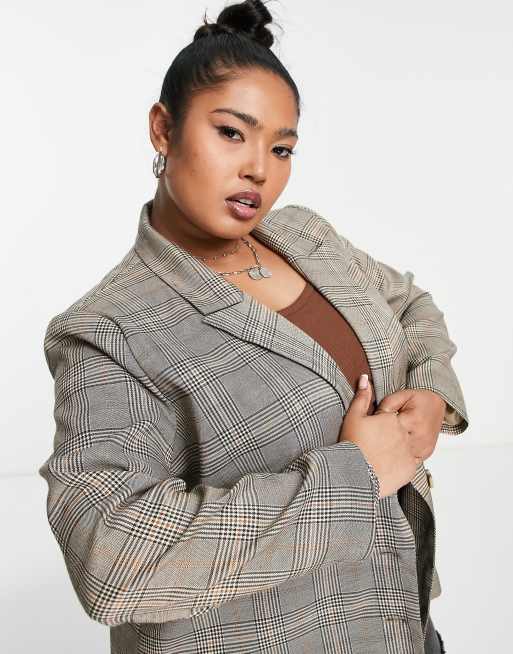 Urban Threads Plus - Single breasted blazer in grijs geruit, 4 van 4