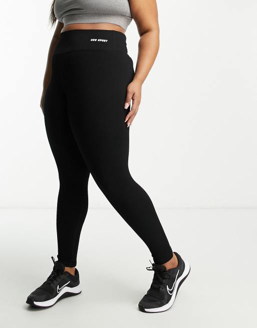 Urban Threads Plus - Sømløse sorte træningsleggings